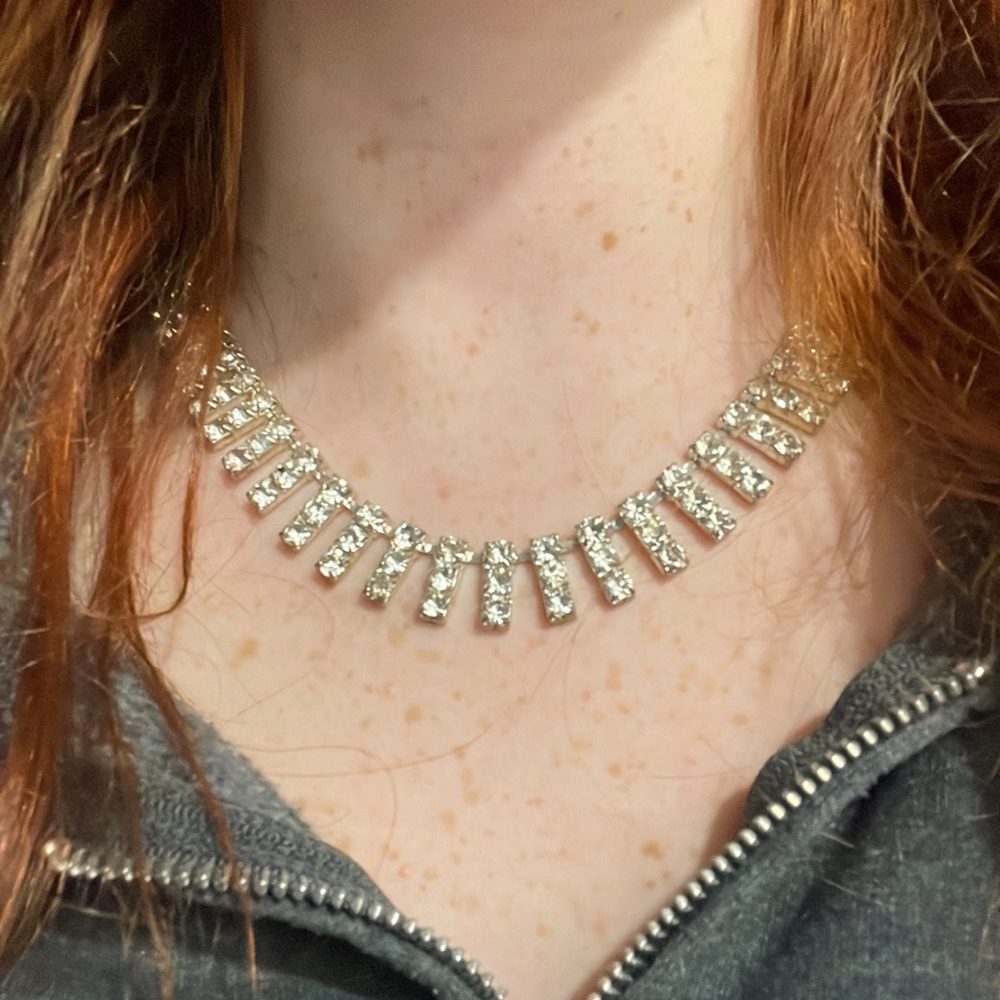 fake silver diamond necklace